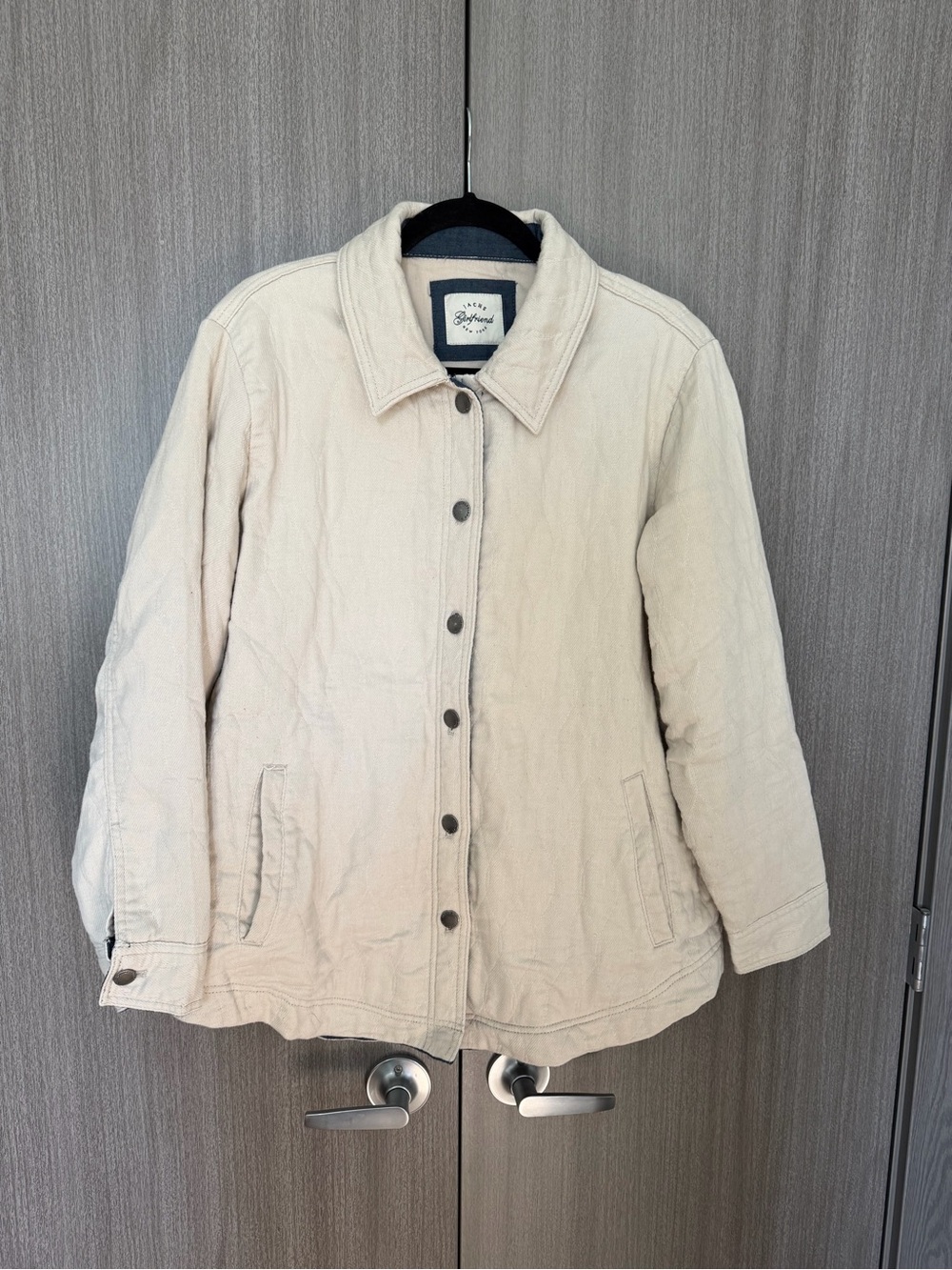 JACHS Girlfriend Cream Button-Front Utility Jacket
